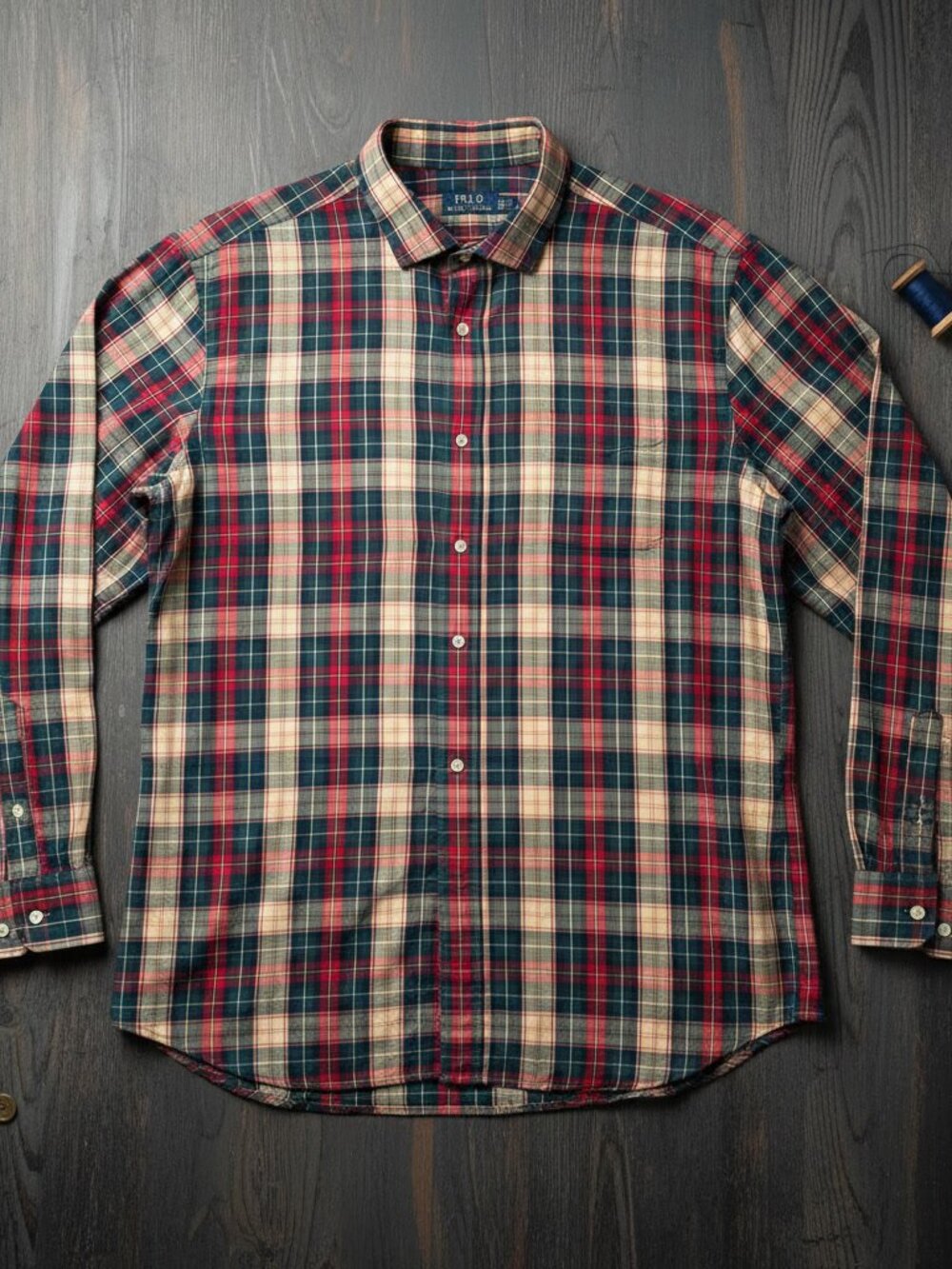 Polo Ralph Lauren Tartan Plaid Shirt Men's Red Green Cream Long Sleeve